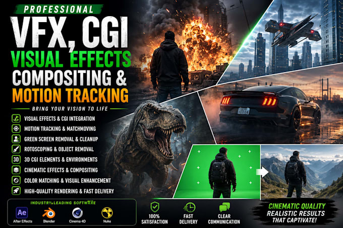 do professional vfx, cgi, visual effects, compositing, and motion tracking
