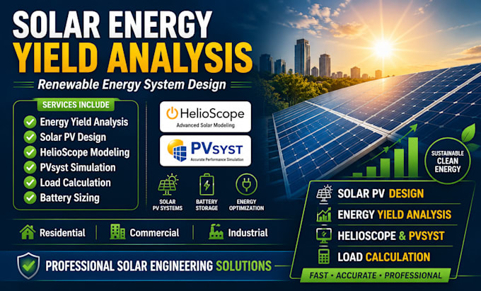 perform solar energy yield analysis and renewable energy system design