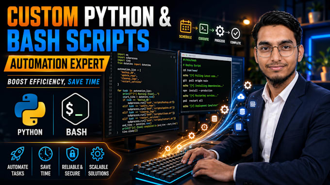 write custom python automation and bash shell scripts