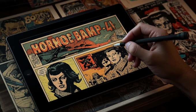 create vintage comic, horror and sci fi art