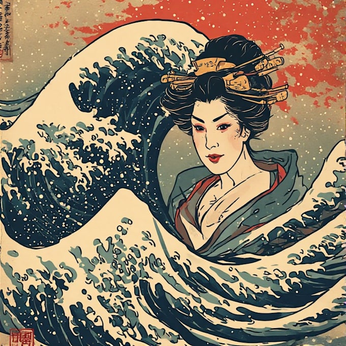 make japanese calligraphy and illustrations for logo, poster