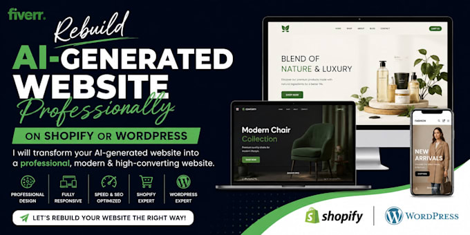rebuild ai generated website professionally on shopify or wordpress