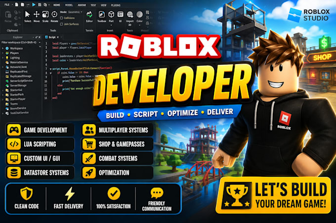 roblox developer, scripter and game creator and game mechanics