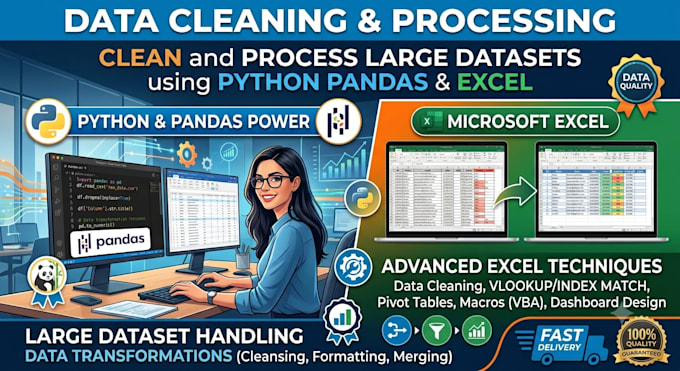 clean and process large datasets using python pandas and excel