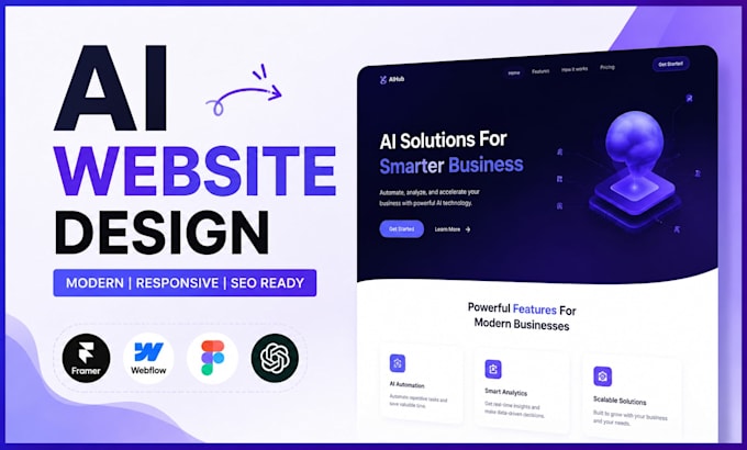 design ai website, ai landing page, framer, webflow, startup website