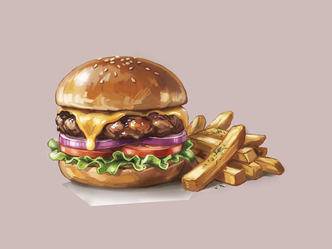 create beautiful digital food illustrations for you