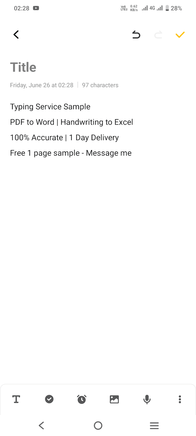 type hand written notes PDF to word exel data entry fast