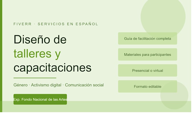 design a gender or activism workshop in spanish
