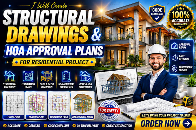 create structural drawings and hoa approval plans for residential projects