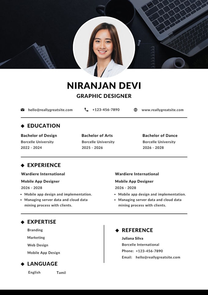 write and design a professional ats resume and CV