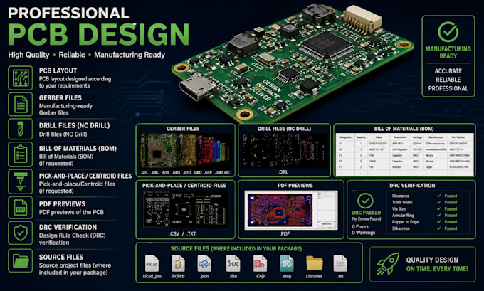 design pcb layouts and generate gerber files for jlcpcb