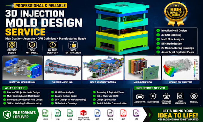 do 3d injection mold design, cad modeling and mold flow analysis