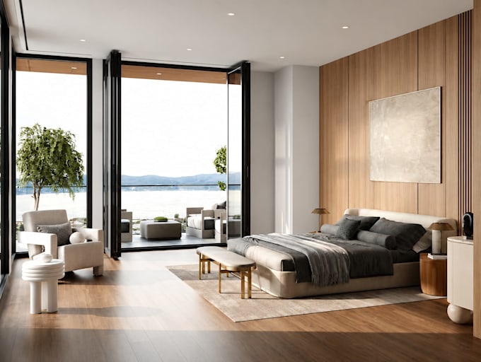 design modern bedroom space planning walk in wardrobe 3d visualization