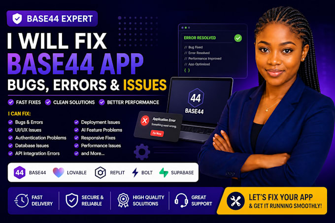fix base44 app bugs, base44 errors, base44 web app and ai app issues