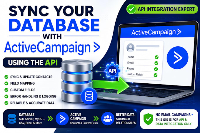 sync your database or data source with activecampaign using the API
