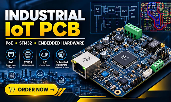 design industrial iot, poe, stm32 and embedded hardware pcbs