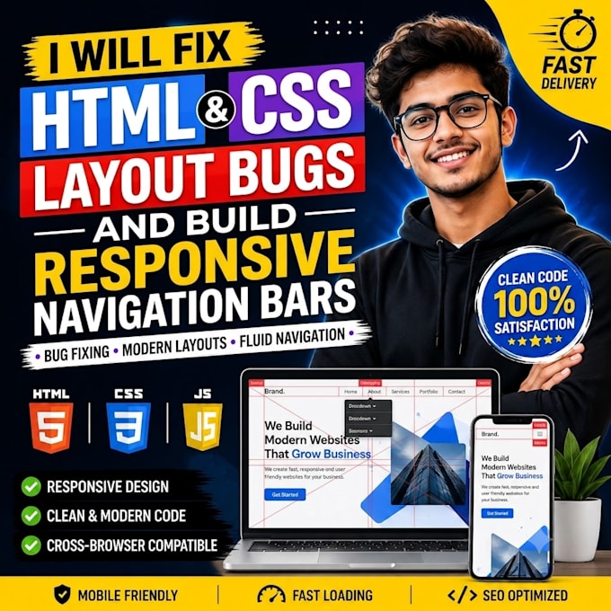 fix responsive HTML CSS layout bugs