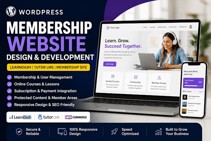 build a e learning website online course learndash membership tutor lms website