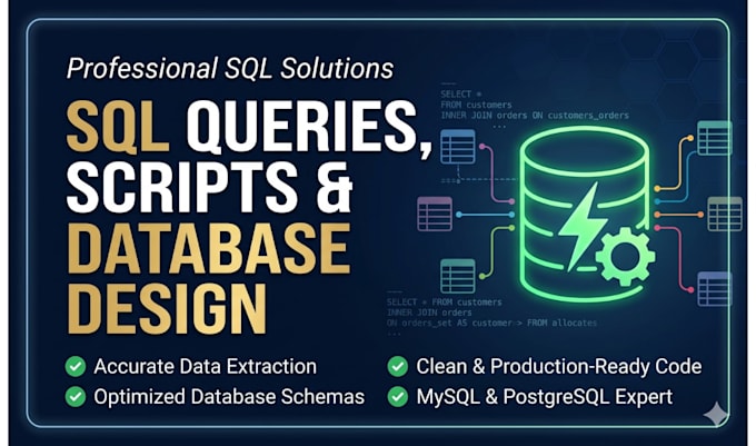 write sql queries, database scripts and optimize database design