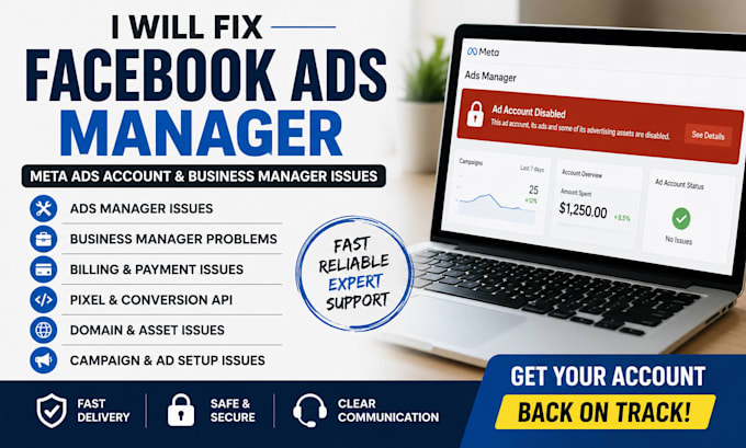fix facebook ads manager meta ads account issues and business manager problem