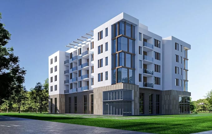 redesign3d condo exterior,multi use building,apartment render,cgi hostel complex