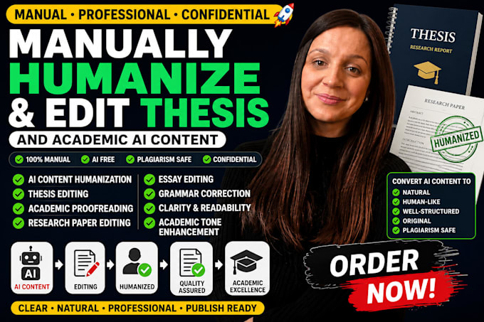 manually humanize and edit thesis and academic ai content
