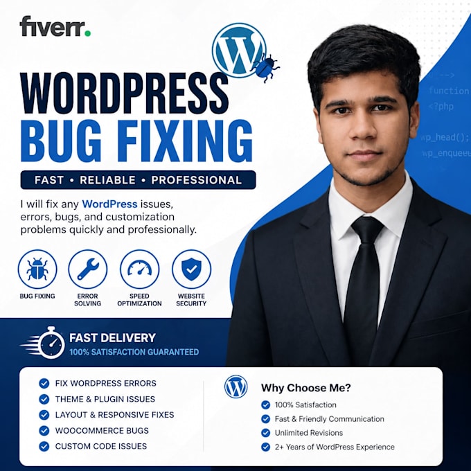 fix wordpress bugs, errors, and customize wordpress website