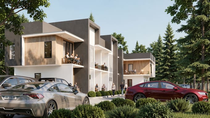 do photorealistic exterior render from your archicad plan using twinmotion