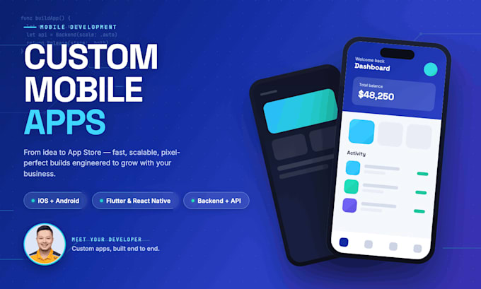develop a custom mobile app for ios and android with flutter