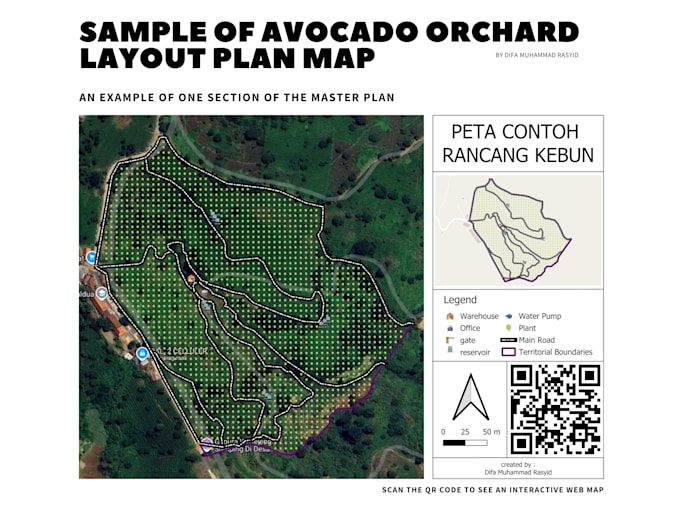 design a professional farm or orchard layout planning map