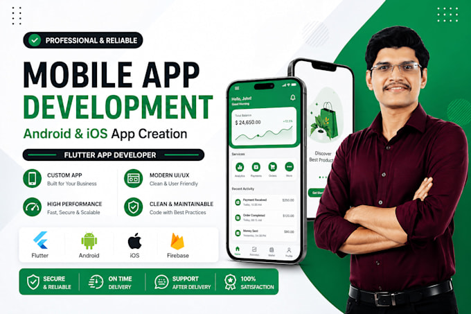 do mobile app development android and ios app creation as flutter app developer