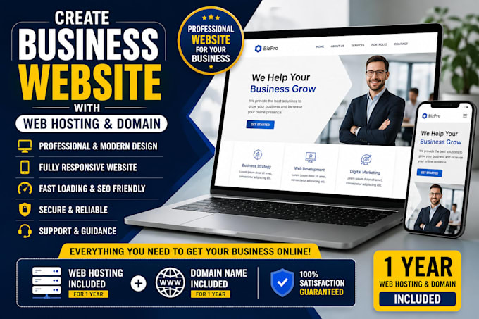 create business website with web hosting and domain