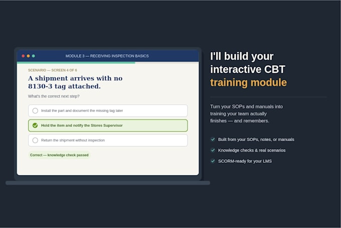 build interactive computer based training modules for personnel training