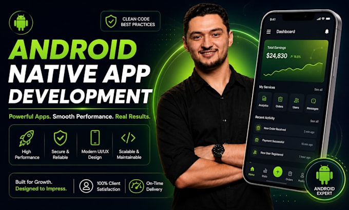 develop a native android app using java or kotlin