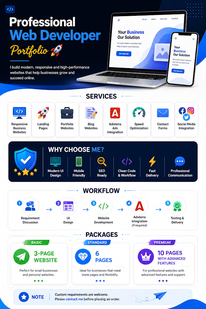 build a modern website and integrate adsterra ads