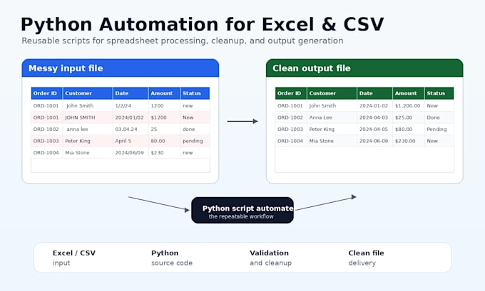 automate excel and CSV tasks with a python script