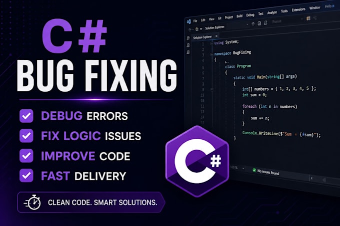 write, debug, or fix c sharp programs