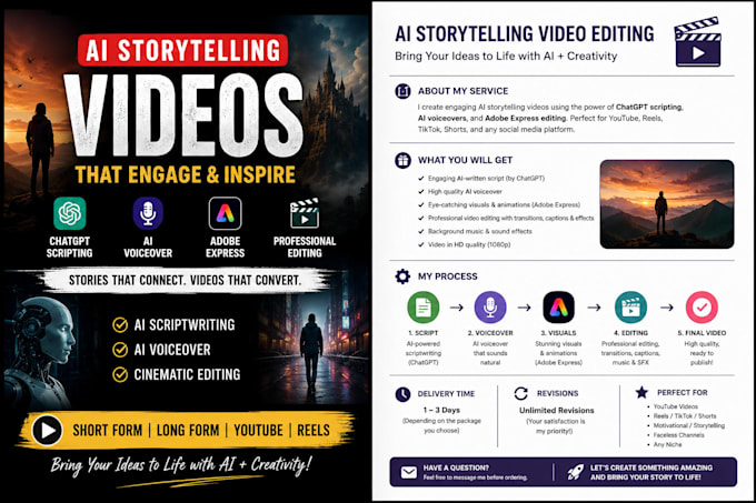 ai storytelling videos with script, voiceover, and editing