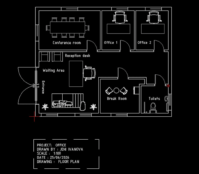 draw a professional 2d office or apartment floor plan