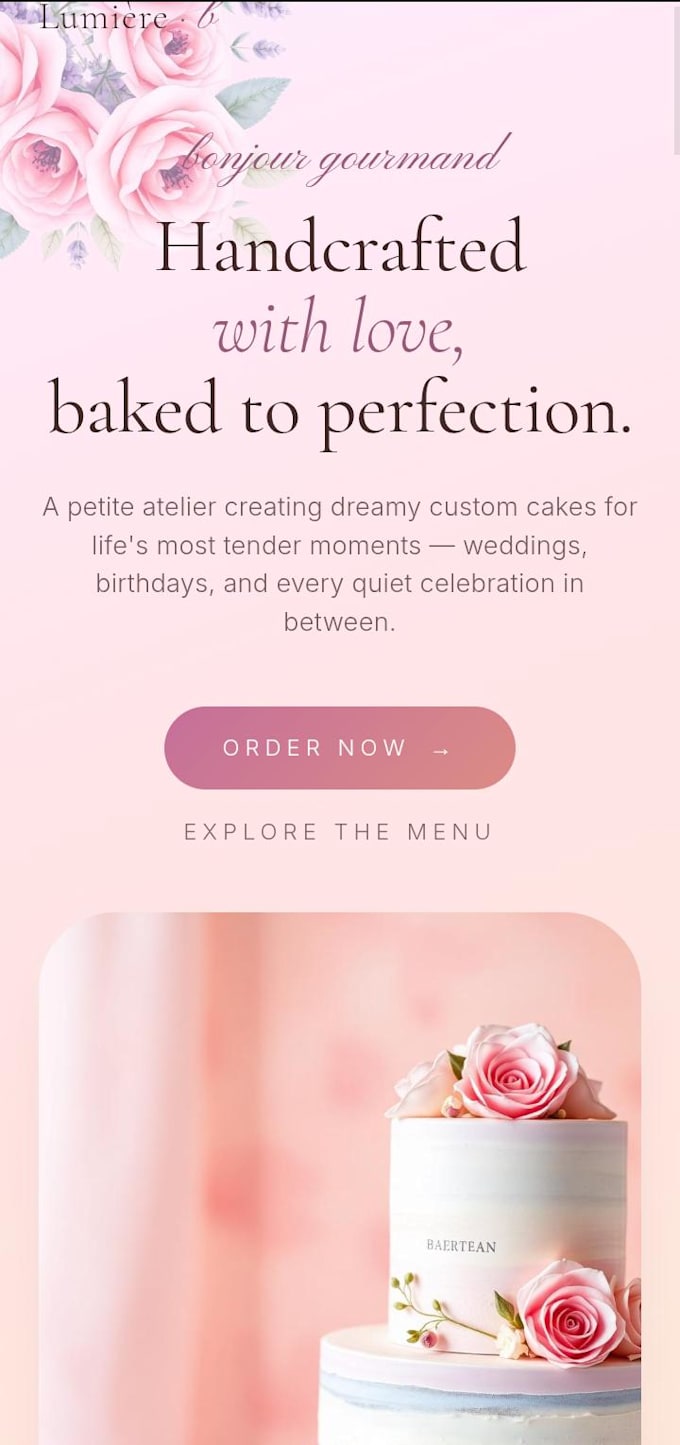 design a beautiful bakery landing page