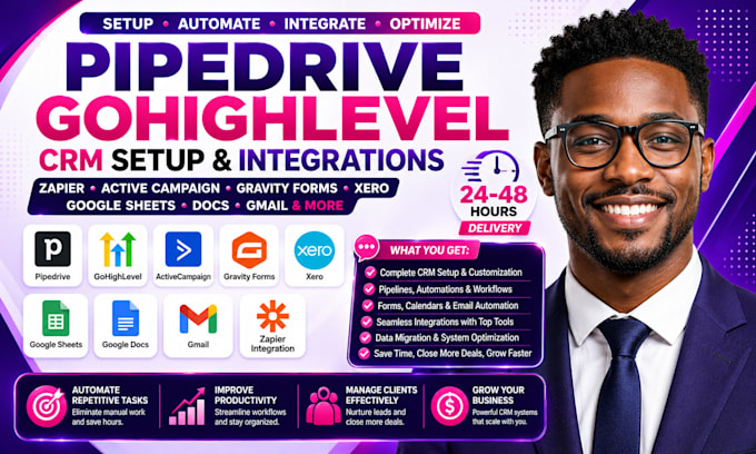 pipedrive activecampaign zapier gravity forms xero google sheets docs gmail ghl