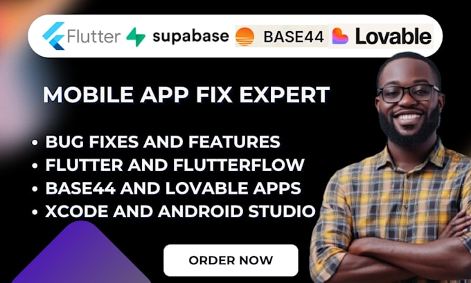 base44 lovable to flutterflow mobile app, app bug feature development supabase