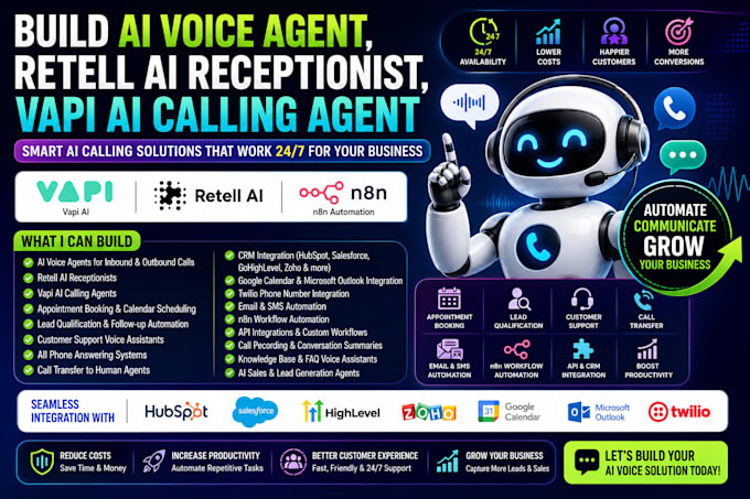 build ai voice agent, retell ai receptionist, vapi ai