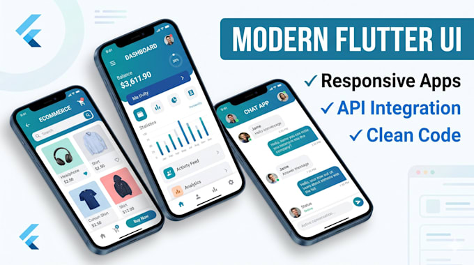 build flutter UI screens, bug fixes and integrate apis