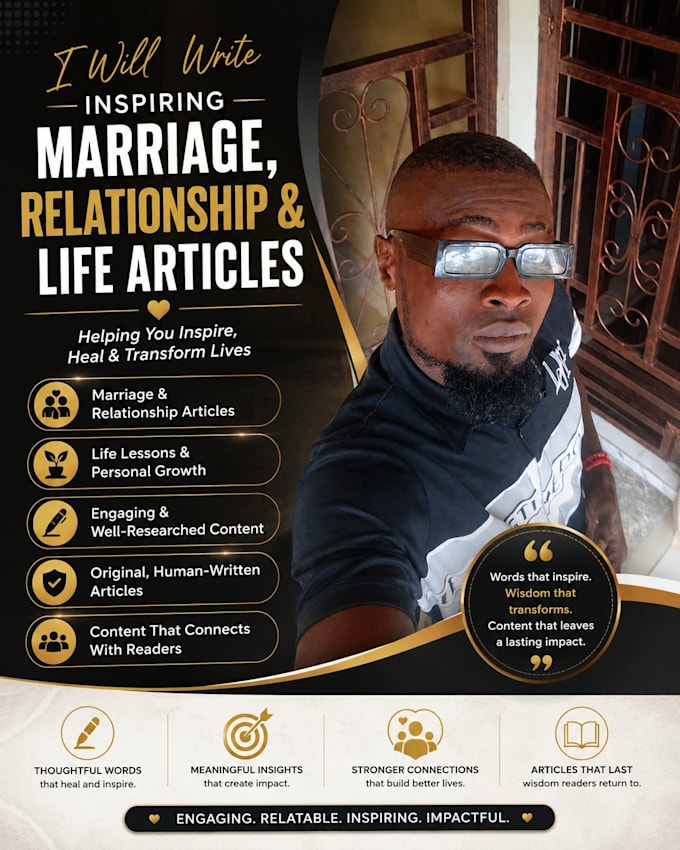 write inspiring,marriage, relationship and self improvement articles