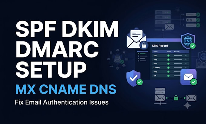set up spf dkim dmarc mx cname and fix dns email issues