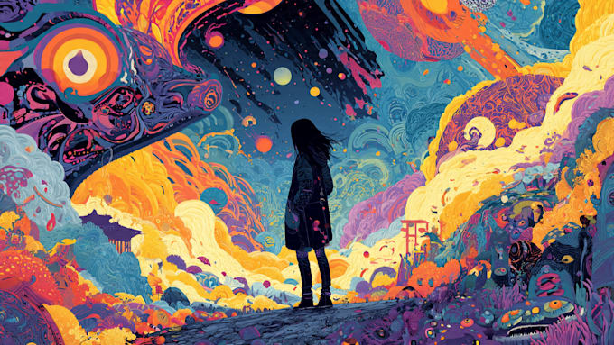 stunning illustration psychedelic, lifestyle, surrealism