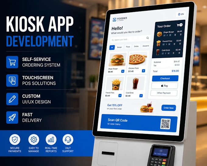 develop android kiosk app custom self service kiosk software restaurant pos app