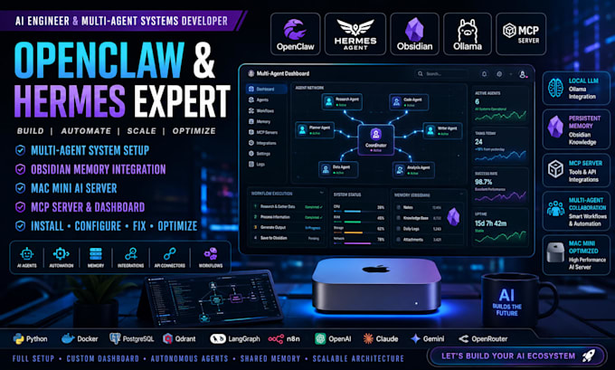 install openclaw hermes mac mini bot multi agent dashboard obsidian developer