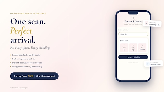 set up a qr wedding guest experience with photo wall, check in and blessing wall